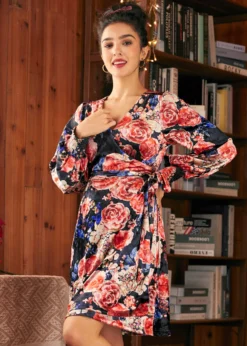 Celestial Silhouette Balloon Sleeve Dress -Molly Bracken Clothing Shop 207885 WINTERFLORAL 4