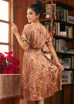 Bohemian Rhapsody Balloon Sleeve Dress 7 Bohemian Rhapsody Balloon Sleeve Dress -Molly Bracken Clothing Shop 207887 Gold 3