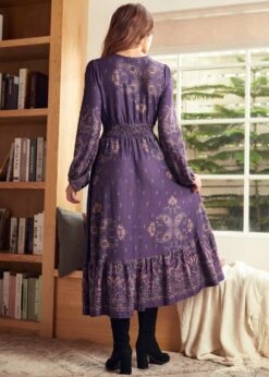 Goldie Hour V-Neck Midi Dress -Molly Bracken Clothing Shop 207898 Purple 3