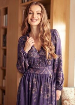 Goldie Hour V-Neck Midi Dress -Molly Bracken Clothing Shop 207898 Purple 6