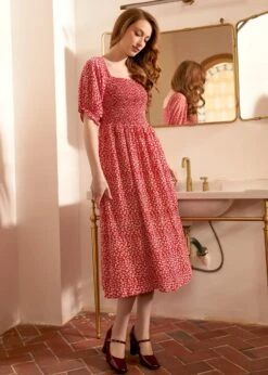 Lilting Love Short Sleeve Babydoll Dress -Molly Bracken Clothing Shop 207979 RED 2