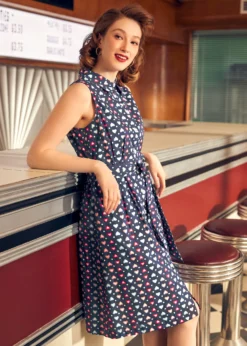 Whimsical Wanderlust Shirt Dress -Molly Bracken Clothing Shop 207981 NAVHEART HP 5