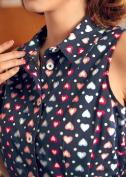 Whimsical Wanderlust Shirt Dress -Molly Bracken Clothing Shop 207981 NAVHEART HP 7