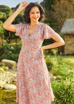 Vintage Vogue Cape Dress -Molly Bracken Clothing Shop 208080 STRAWBERRY 2