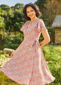 Vintage Vogue Cape Dress -Molly Bracken Clothing Shop 208080 STRAWBERRY 4