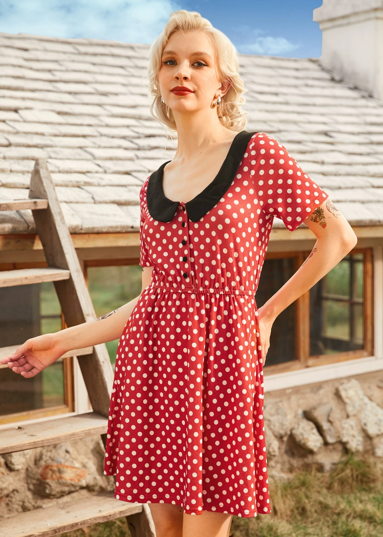 Dottie Delight Collared Dress 1 Dottie Delight Collared Dress