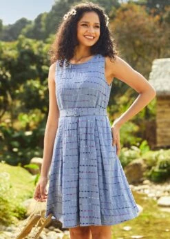 Sailor’s Reverie Fit & Flare Dress 11 Sailor’s Reverie Fit & Flare Dress -Molly Bracken Clothing Shop 208122 DENIMBLU 4