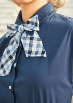 Gingham Grace Bow Dress -Molly Bracken Clothing Shop 208133 BLU 7