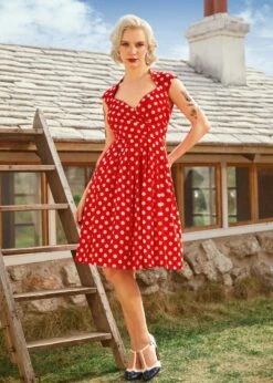 Dotted Darling Fit & Flare Dress 11 Dotted Darling Fit & Flare Dress -Molly Bracken Clothing Shop 208141 REDDOT 1
