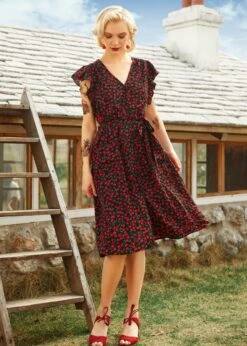 Cherry Picked Perfection Dress 11 Cherry Picked Perfection Dress -Molly Bracken Clothing Shop 208143 BLKCHERRY HP 1