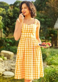 Dance Beneath The Sunrays Fairytale Midi Dress -Molly Bracken Clothing Shop 208214 YELLOGHIMGHAM 4