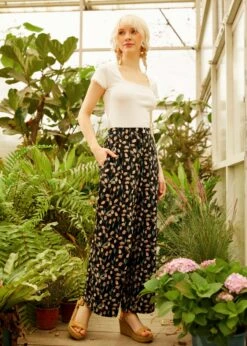 Whispers In The Garden Palazzo Pants -Molly Bracken Clothing Shop 208313 BLKPR HP 1