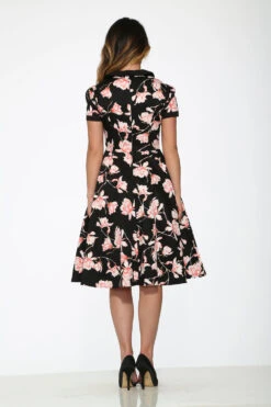 Black & Pink Floral Swing Dress -Molly Bracken Clothing Shop 21160 Black Pink Floral Dress 14