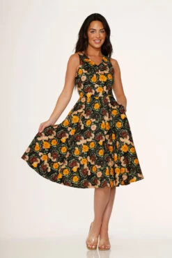 Yellow Floral Swing Dress -Molly Bracken Clothing Shop 21890 Yellow Plaid Dress 3 53c21752 5de1 48ae bcb4 fe1a5d4b1280