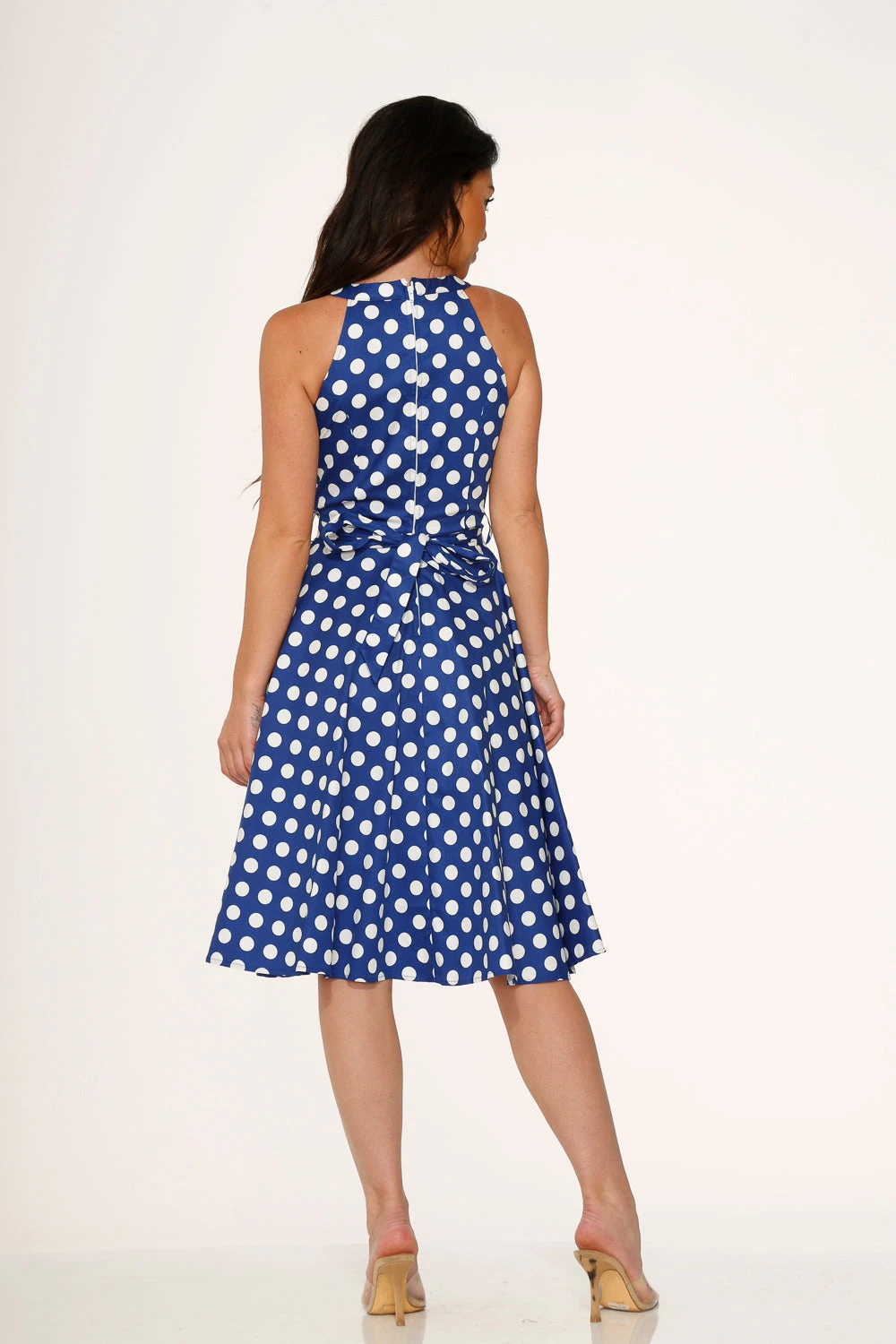Blue Polka Dot Swing Dress 4 Blue Polka Dot Swing Dress - Image 4