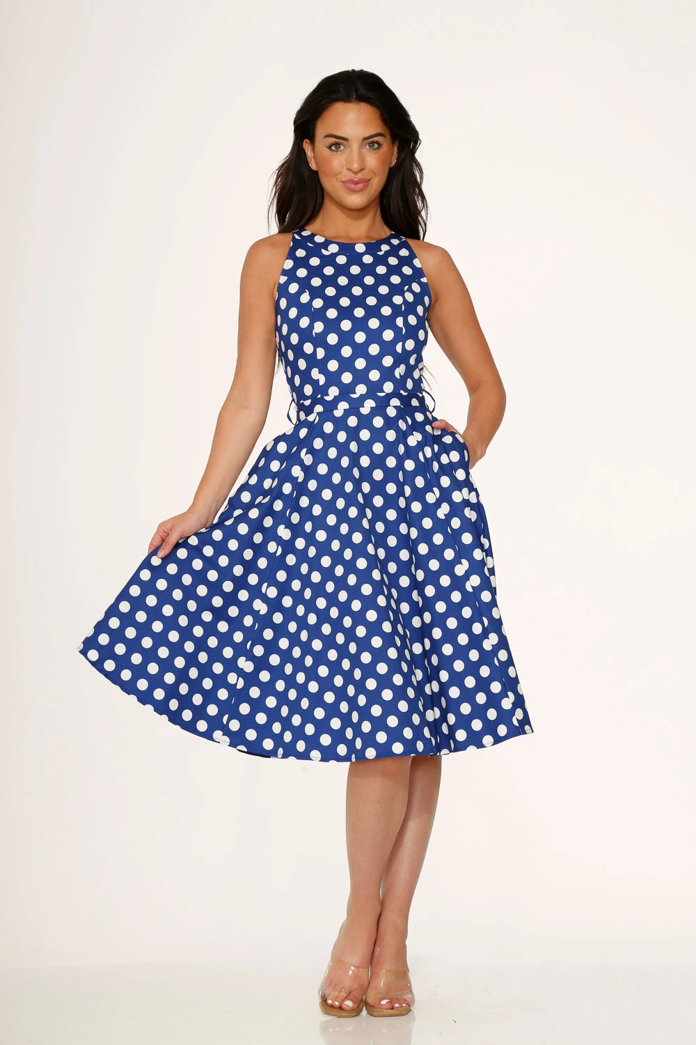 Blue Polka Dot Swing Dress 1 Blue Polka Dot Swing Dress