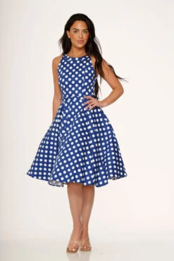 Blue Polka Dot Swing Dress 10 Blue Polka Dot Swing Dress -Molly Bracken Clothing Shop 21921 Blue White Polka Dot Dress 8