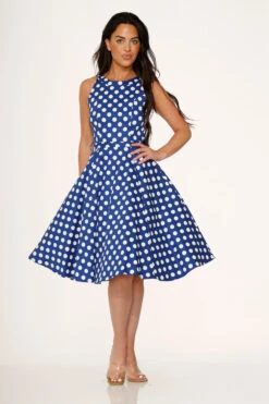 Blue Polka Dot Swing Dress 11 Blue Polka Dot Swing Dress -Molly Bracken Clothing Shop 21921 Blue White Polka Dot Dress 9