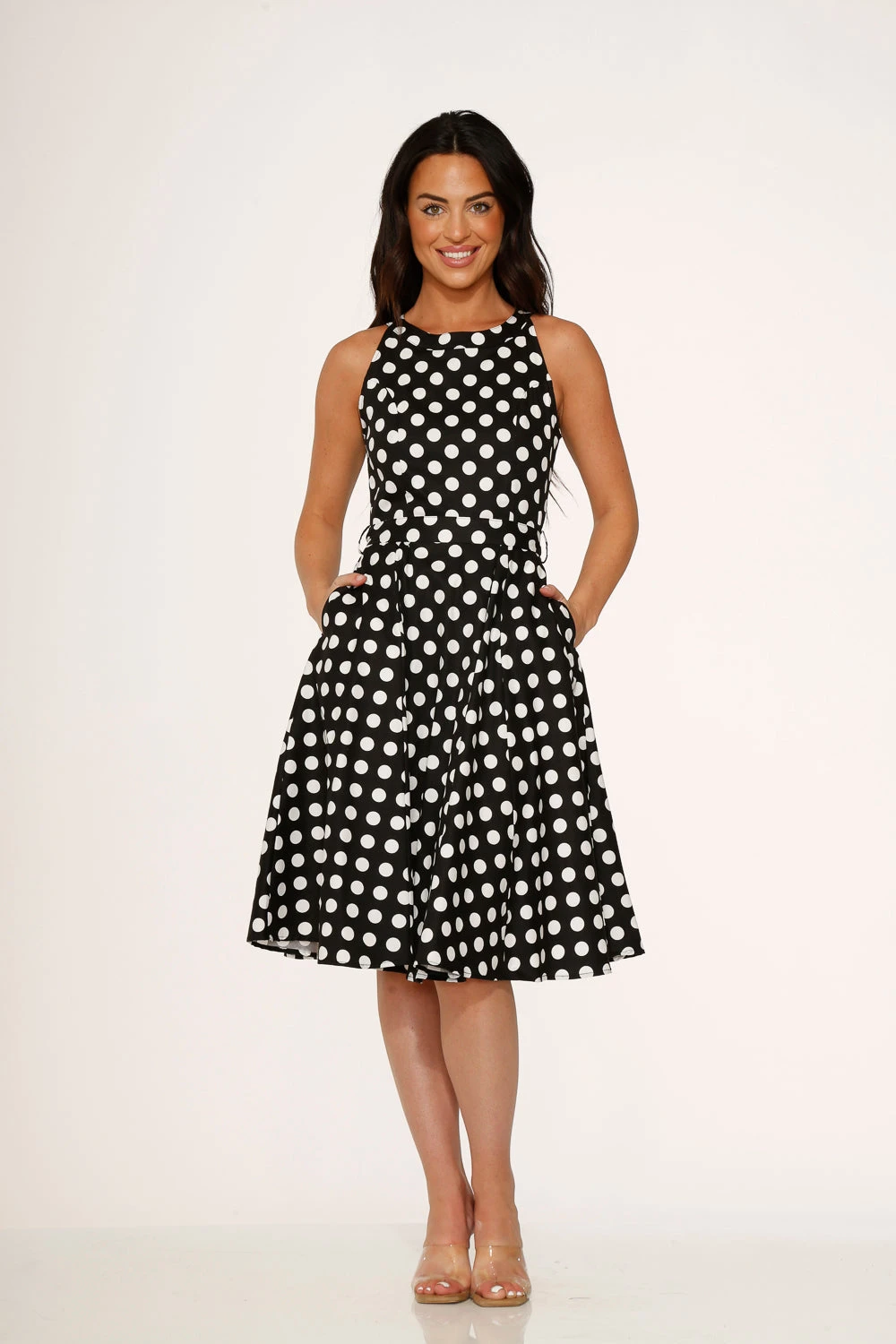 Black & White Polka Dot Swing Dress 2 Black & White Polka Dot Swing Dress - Image 2