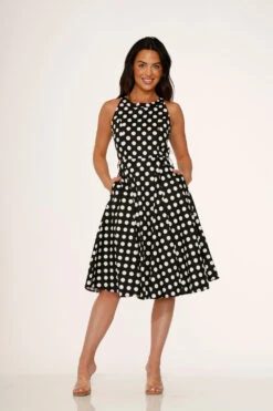 Black & White Polka Dot Swing Dress 6 Black & White Polka Dot Swing Dress -Molly Bracken Clothing Shop 21923 Black White Polka Dot Dress 2