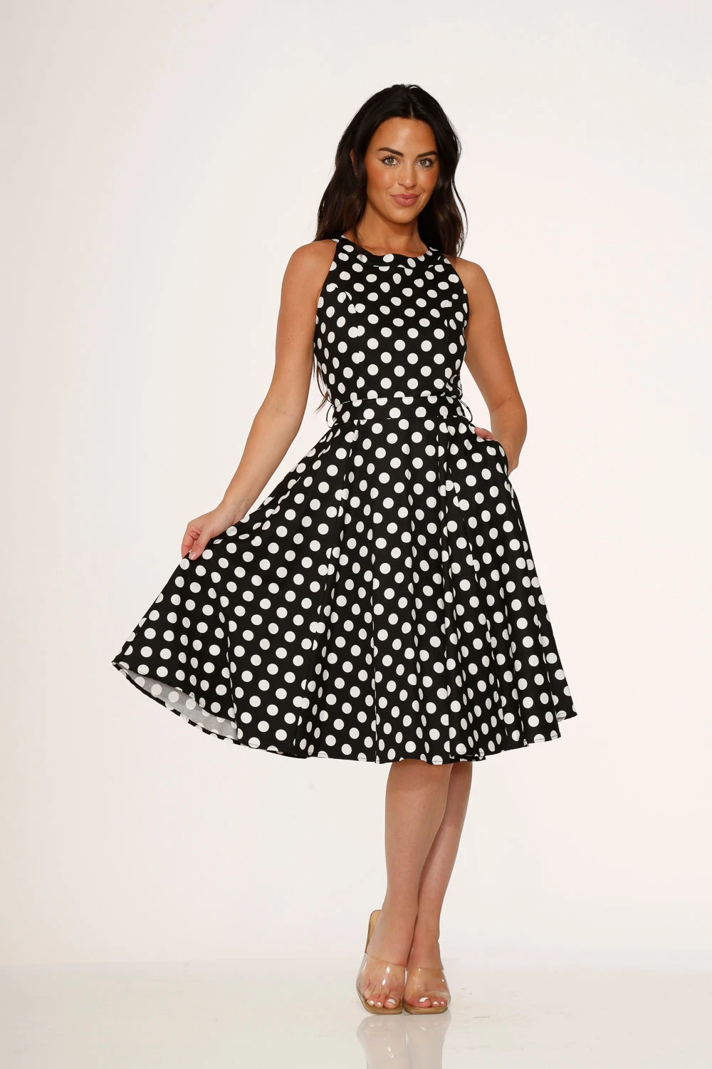 Black & White Polka Dot Swing Dress 1 Black & White Polka Dot Swing Dress