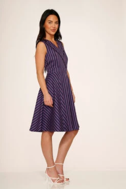 Black & Purple Stripe Swing Dress -Molly Bracken Clothing Shop 21956 Purple Stripe Swing Dress 8