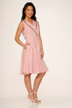 Pink Stripe Swing Dress 9 Pink Stripe Swing Dress -Molly Bracken Clothing Shop 21958 Pink Stripe Swing Dress 7