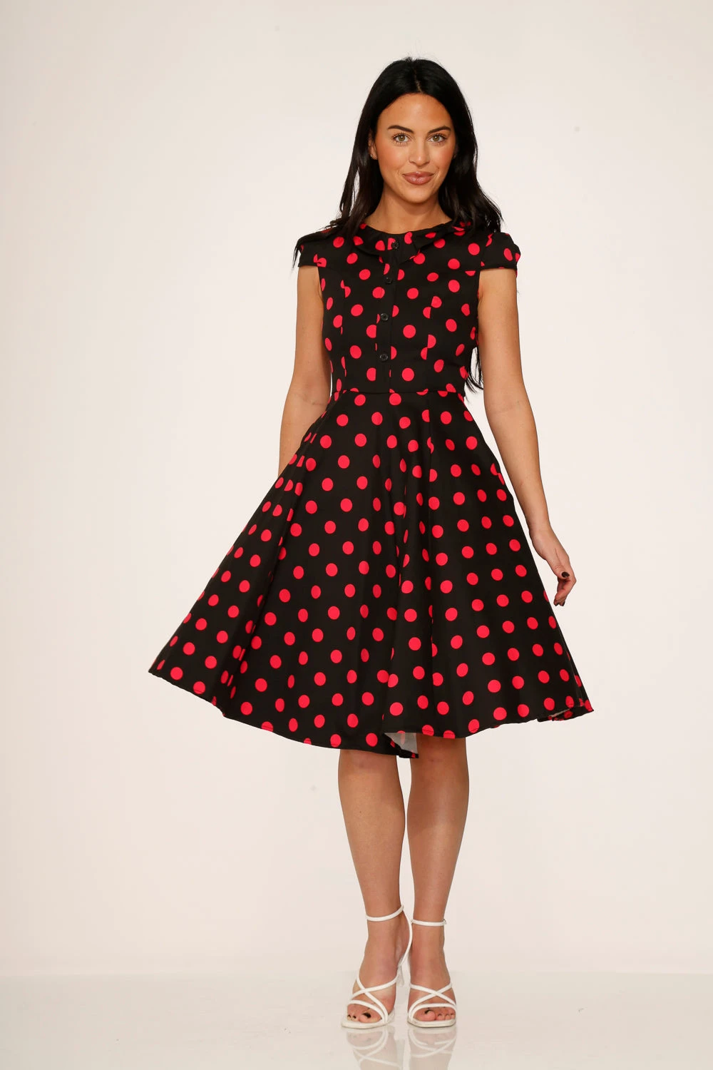 Black & Pink Polka Dot Swing Dress 5 Black & Pink Polka Dot Swing Dress - Image 5