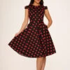 Black & Pink Polka Dot Swing Dress