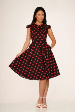 Black & Pink Polka Dot Swing Dress