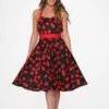 Black & Red Cherry Halter Dress