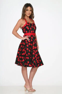 Black & Red Cherry Halter Dress 9 Black & Red Cherry Halter Dress -Molly Bracken Clothing Shop 22110 Black Red Cherry Halter Dress 8