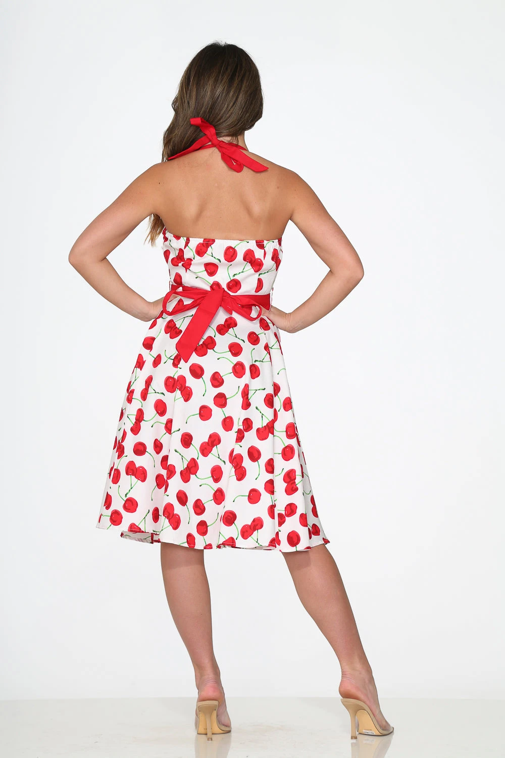 White Red Cherry Halter Swing Dress 6 White Red Cherry Halter Swing Dress - Image 6
