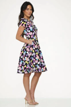 Black & Purple Swing Dress -Molly Bracken Clothing Shop 22150 Black Purple Circle Dress 8