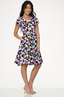 Black & Purple Swing Dress -Molly Bracken Clothing Shop 22150 Black Purple Circle Dress 9