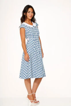 Blue Checker Swing Dress -Molly Bracken Clothing Shop 22530 Blue Gingham Dress 12