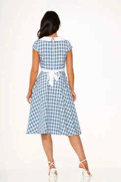 Blue Checker Swing Dress -Molly Bracken Clothing Shop 22530 Blue Gingham Dress 19