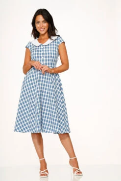 Blue Checker Swing Dress