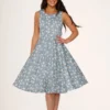 Blue Daisy Floral Swing Dress