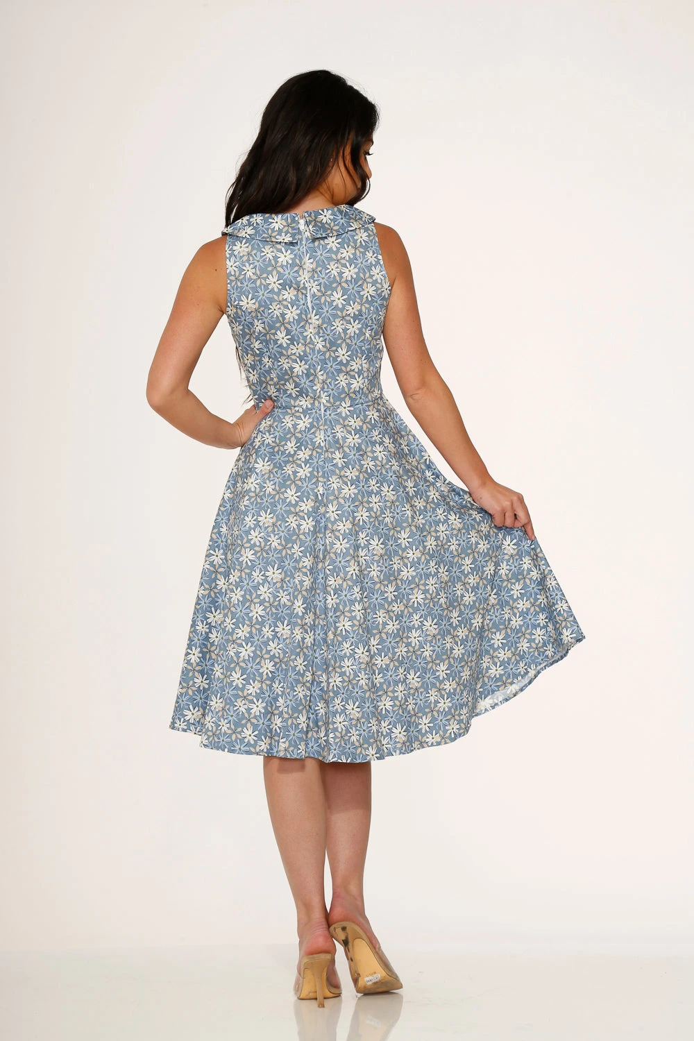 Blue Daisy Floral Swing Dress 6 Blue Daisy Floral Swing Dress - Image 6