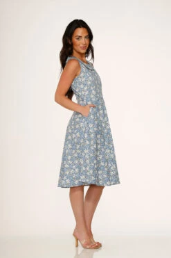 Blue Daisy Floral Swing Dress 10 Blue Daisy Floral Swing Dress -Molly Bracken Clothing Shop 23240 Blue Daisy Floral Dress 7