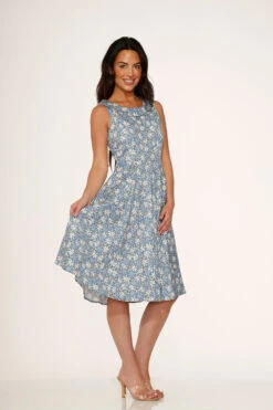 Blue Daisy Floral Swing Dress 11 Blue Daisy Floral Swing Dress -Molly Bracken Clothing Shop 23240 Blue Daisy Floral Dress 8