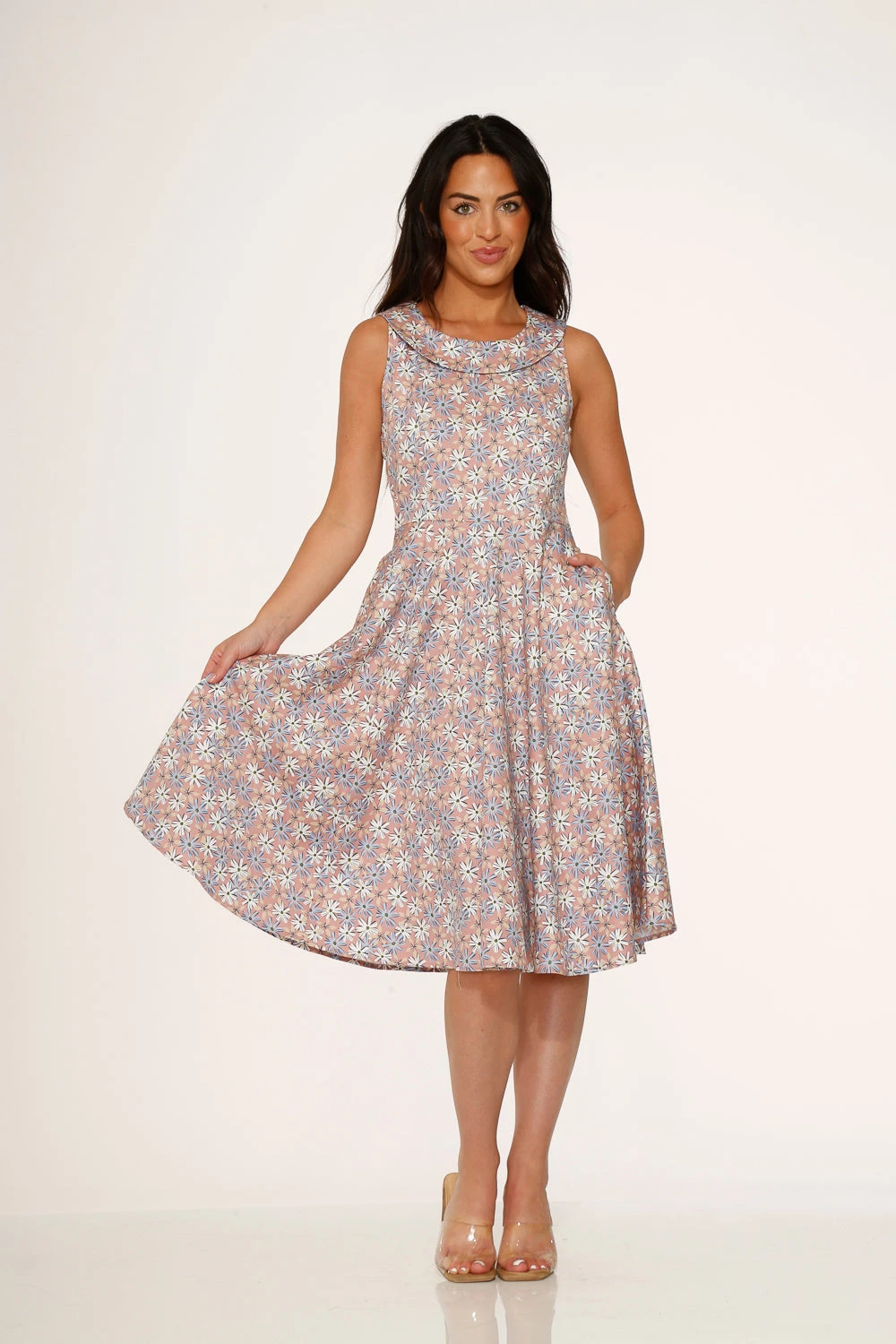 Pink Daisy Floral Swing Dress 3 Pink Daisy Floral Swing Dress - Image 3