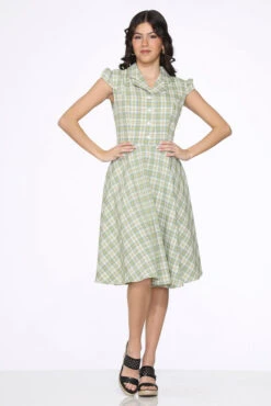 Green Plaid Swing Dress 8 Green Plaid Swing Dress -Molly Bracken Clothing Shop 23262 Green Plaid Swing Dress 3