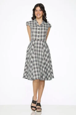 Black Plaid Swing Dress 11 Black Plaid Swing Dress -Molly Bracken Clothing Shop 23265 Brown White Plaid Swing Dress 1