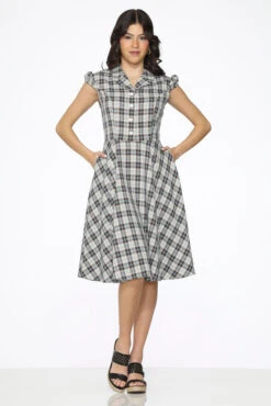 Black Plaid Swing Dress 10 Black Plaid Swing Dress -Molly Bracken Clothing Shop 23265 Brown White Plaid Swing Dress 6