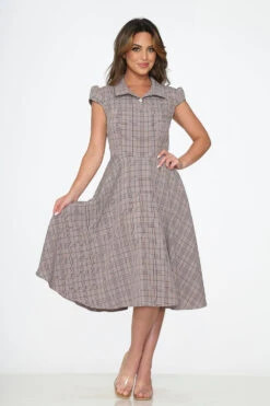 Brown Plaid Swing Dress