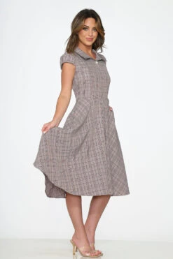 Brown Plaid Swing Dress -Molly Bracken Clothing Shop 23340 Brown Plaid Swing Dress 8
