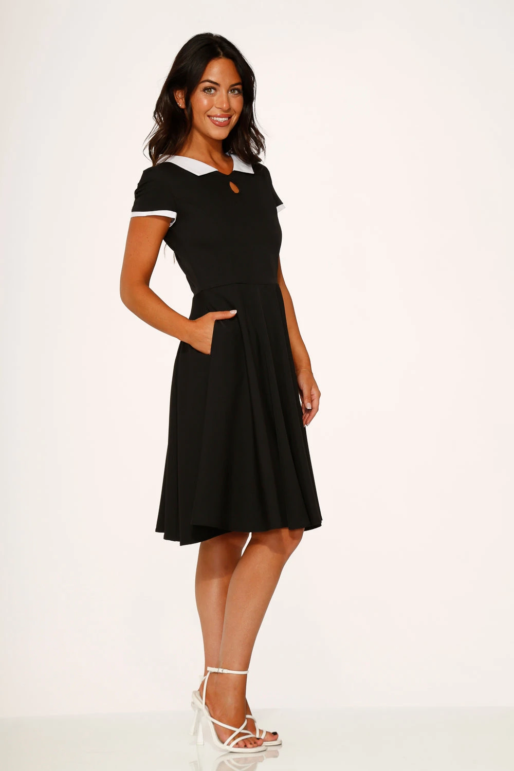 Black & White Keyhole Swing Dress 3 Black & White Keyhole Swing Dress - Image 3