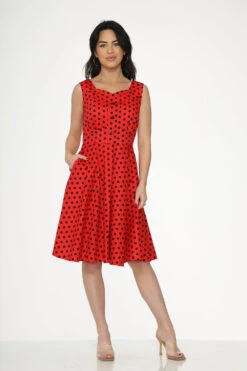 Red Black Polka Dot Swing Dress 10 Red Black Polka Dot Swing Dress -Molly Bracken Clothing Shop 23640 Red Black Polka Dot Swing Dress 4